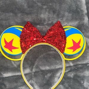Sequin Red Bow Pixar Ball Ear Headband